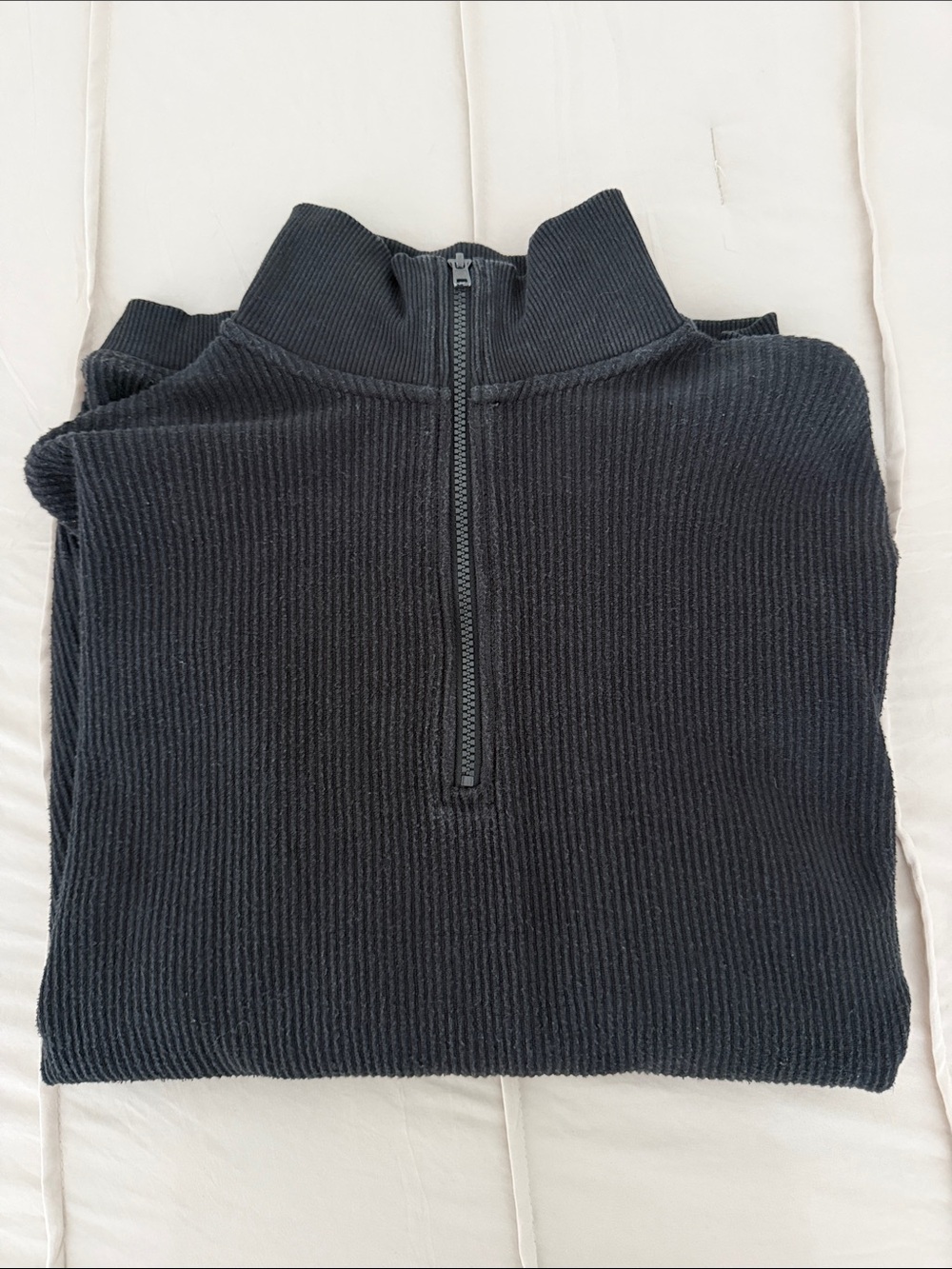 Aerie Women’s Black Half-Zip Ribbed Sweater - Picture 3 of 3